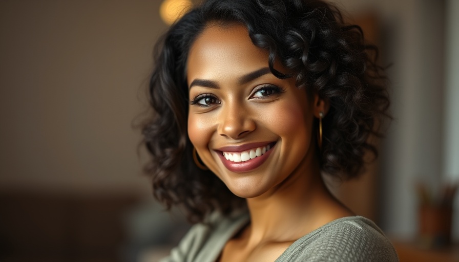 Smiling confident woman in leadership, photorealistic portrait.