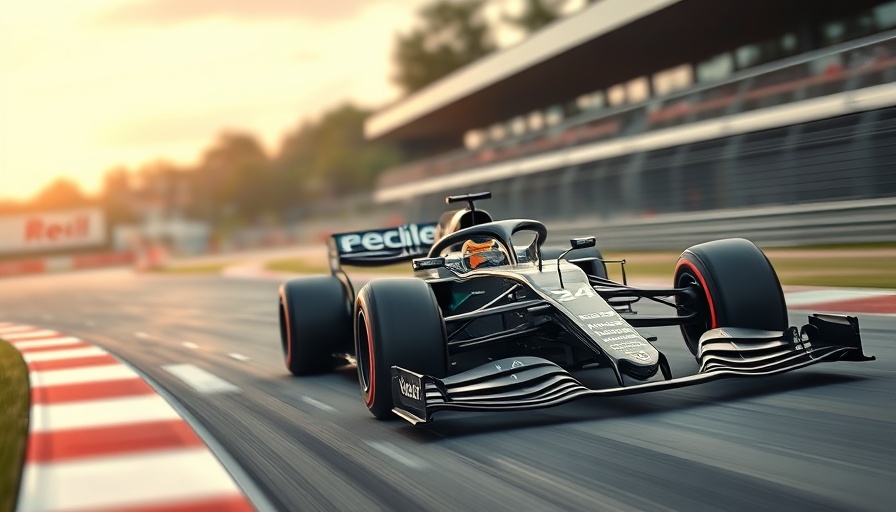 Mercedes F1 car racing at Spa, high-speed action shot.