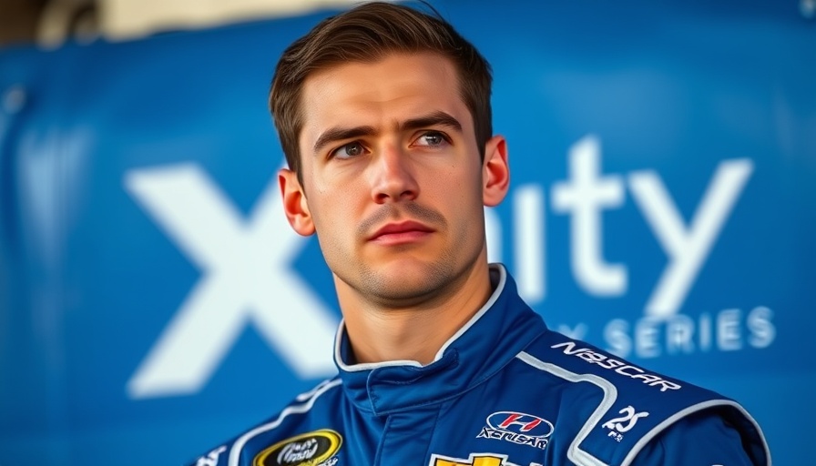 NASCAR driver highlighted amid penalties backdrop, intense focus.