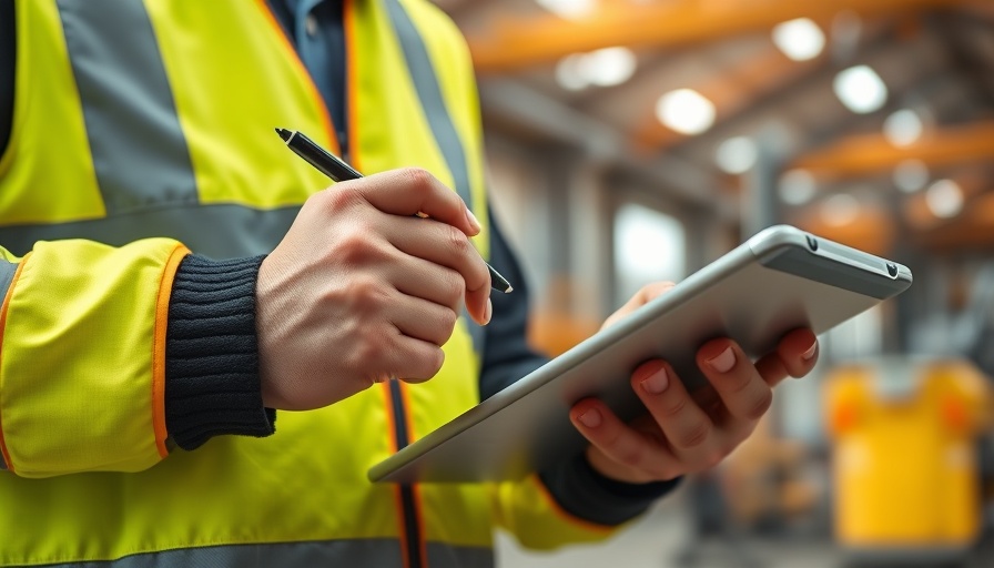 Documenting workplace safety with tablet for cost control.