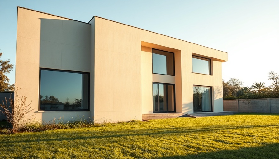 Modern house exterior with large windows in interior design renovation projects