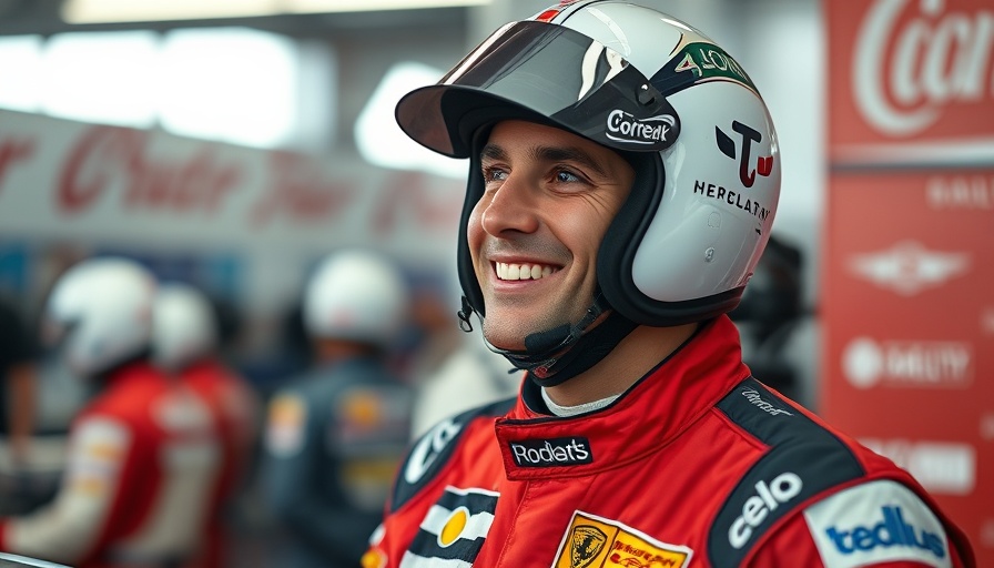 Fernando Alonso smiling in team uniform in garage
