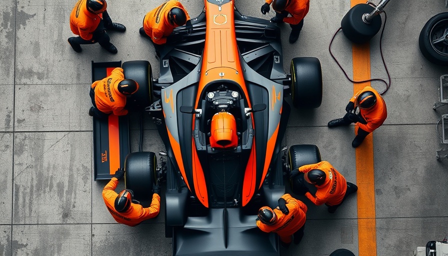 Formula One pit crew working under championship pressure during a race stop.