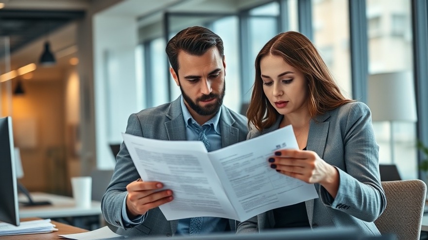 Two professionals engaged in auto sales training discussions in a modern office setting.