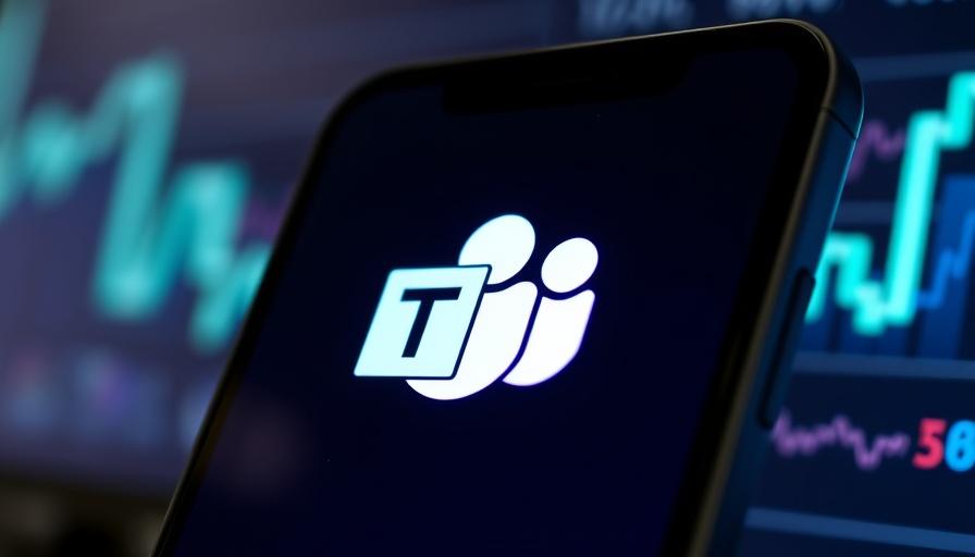 Smartphone with Microsoft Teams logo and abstract background.