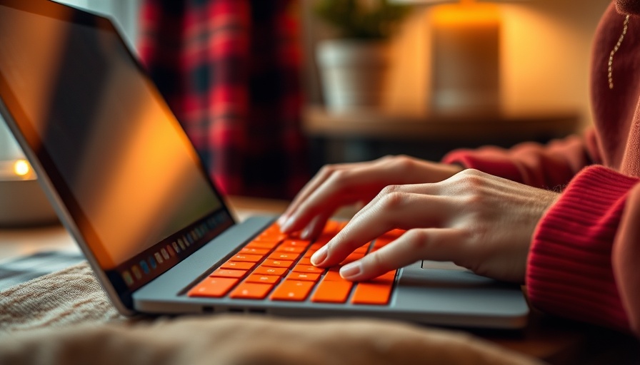 Person using Microsoft Surface in cozy home environment.