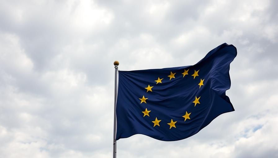 EU flag waving under cloudy sky, reflecting AI workforce impact.
