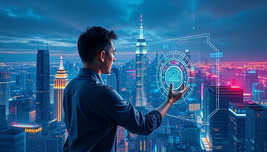 Futuristic cityscape showcasing advanced data management.