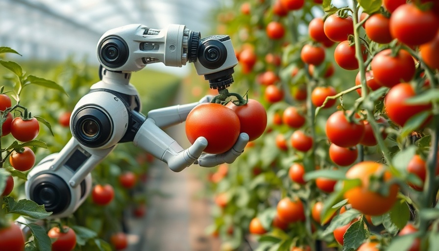 Robotic arm inspects tomatoes in high-tech greenhouse; AI education tools.