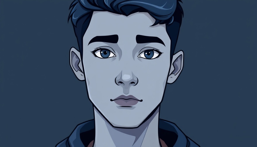 Stylized digital portrait of a young man in blue tones, fintech success theme.