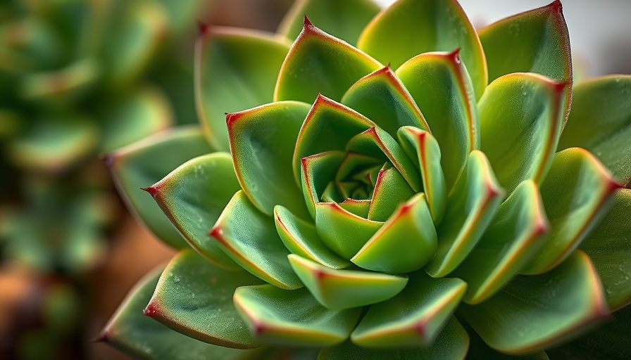 Close-up of vibrant green succulent with geometric patterns, Performance Management concept.