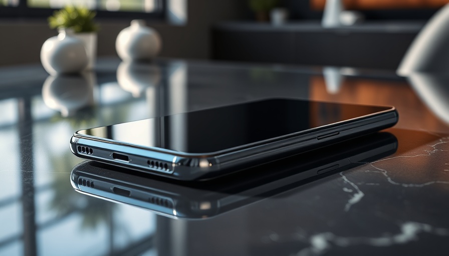Sleek futuristic smartphone on modern table, iPhone 16 Pro AI