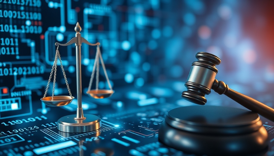 Digital interface depicting AI regulation concepts with legal symbols.