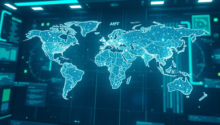 Futuristic AI mapping interface with global connections.