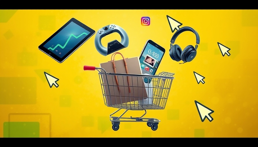 Black Friday strategy illustration with shopping items and cursors in vibrant colors.