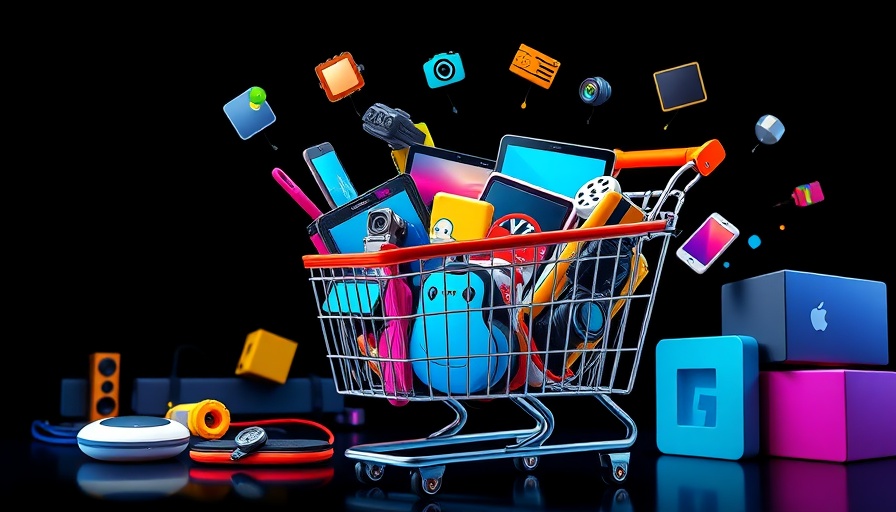 Assorted tech gadgets in a cart showcasing Black Friday deals.
