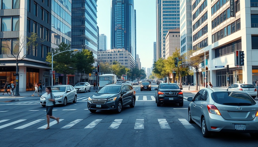C-V2X technology enabled city intersection with connected vehicles.