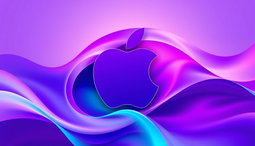 Abstract Apple logo with colorful waves, AI Siri