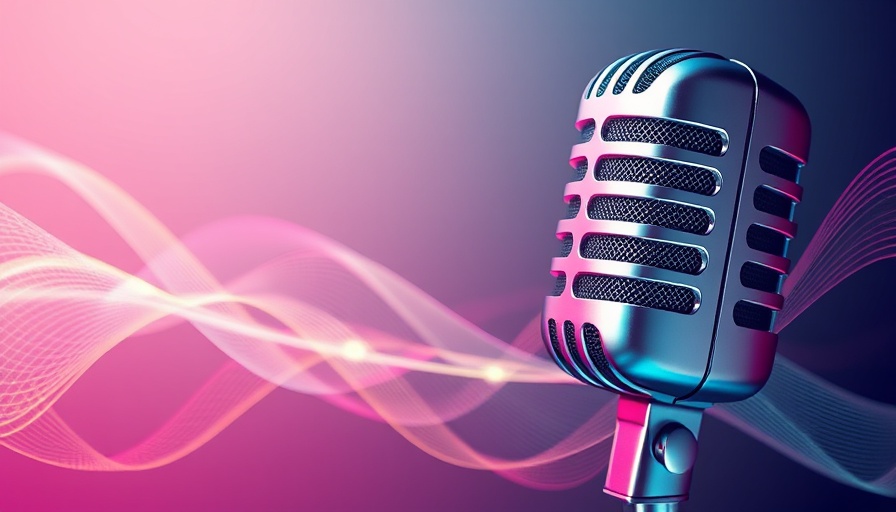 Colorful abstract microphone with digital waves, synthetic data