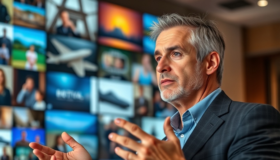 Business professional presenting in front of a multimedia wall on Modular AI.