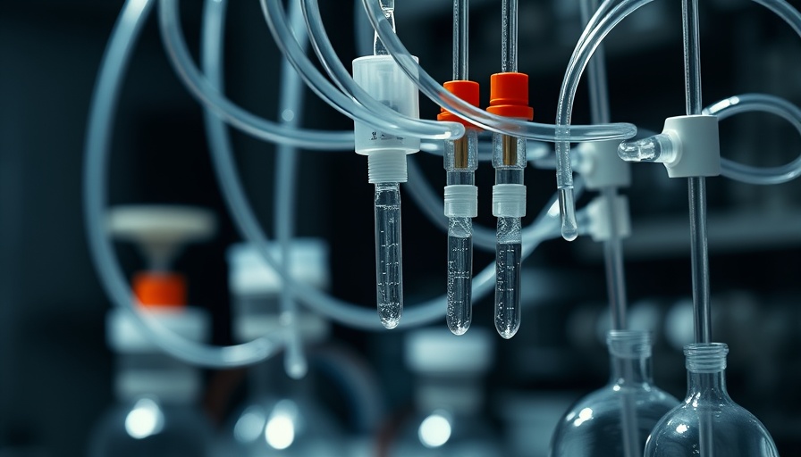 Complex laboratory tubing setup in AI model testing environment.