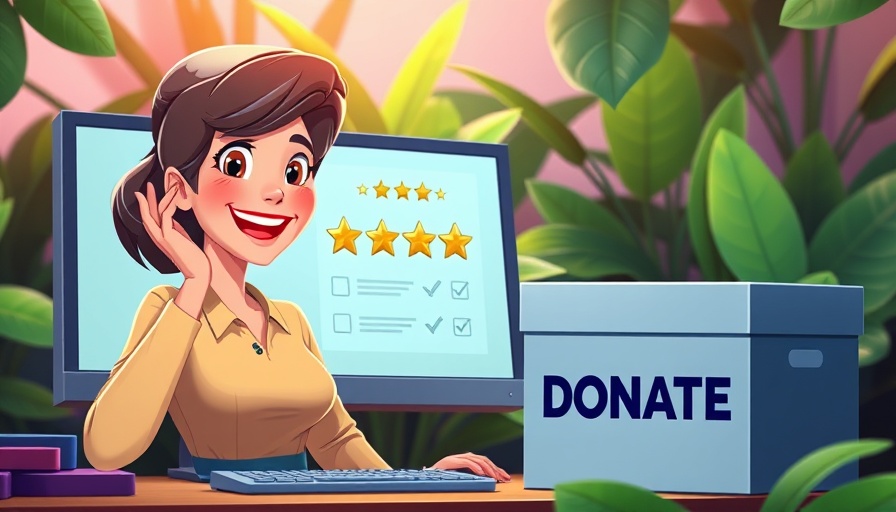Tech Nonprofits cartoon showing a woman donating online