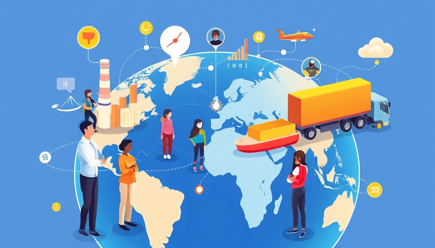 AI-driven supply chain represented by diverse team and digital graphs.
