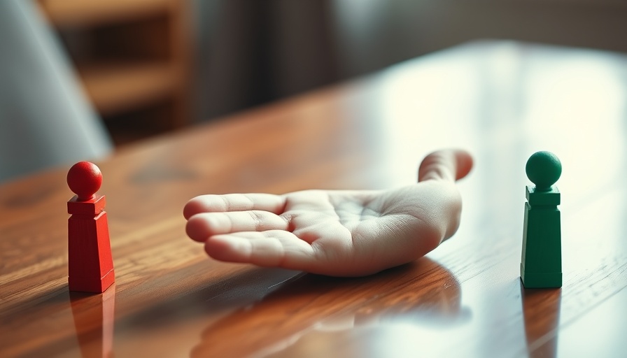 AI partnership concept with wooden figures divided by hand.