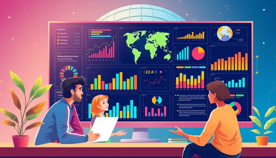 AI supply chain management digital illustration with diverse team analyzing data.