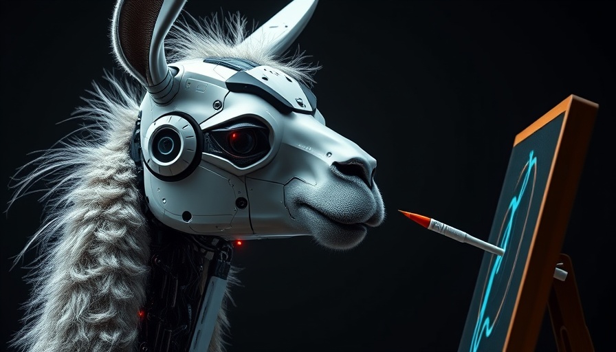 AI innovation with futuristic robotic llama painting.