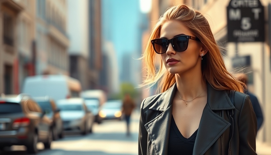 Confident woman in sunglasses in city setting, open-source AI.