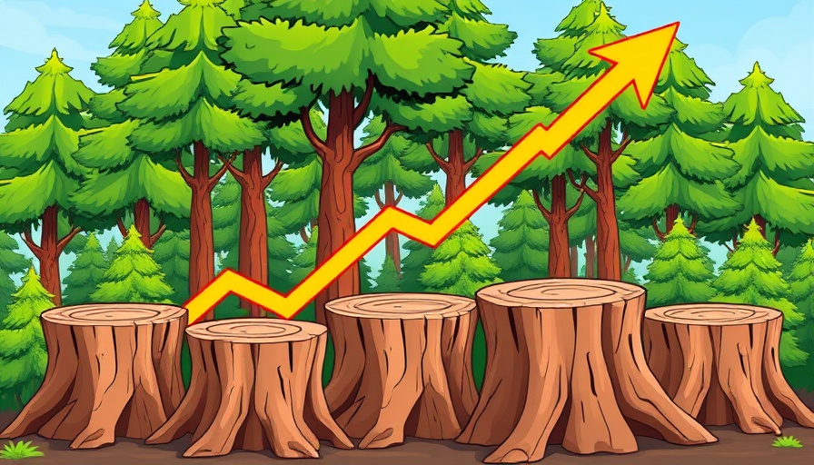 Stylized forest with yellow graph line representing DevOps tools