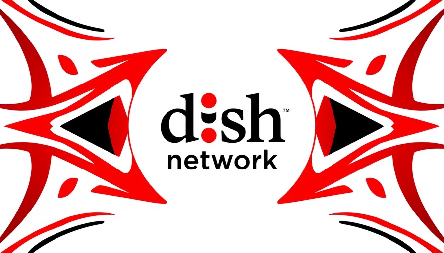 DirecTV Dish merger concept with bold Dish Network logo in red and black