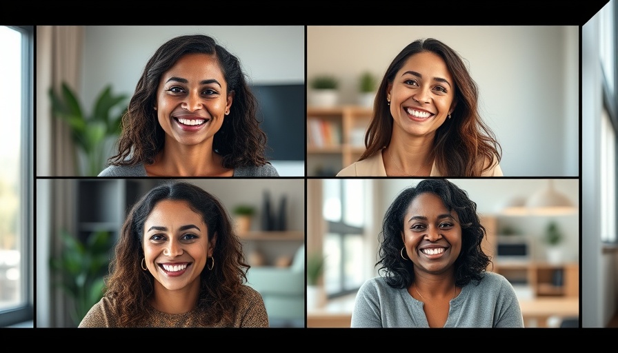 Women discussing AI societal solutions in video conference.
