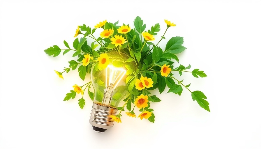Eco-friendly innovation concept with plant lightbulb, methane abatement.