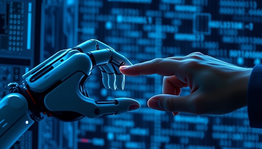 AI copyright lawsuit concept with robotic and human hand touch.