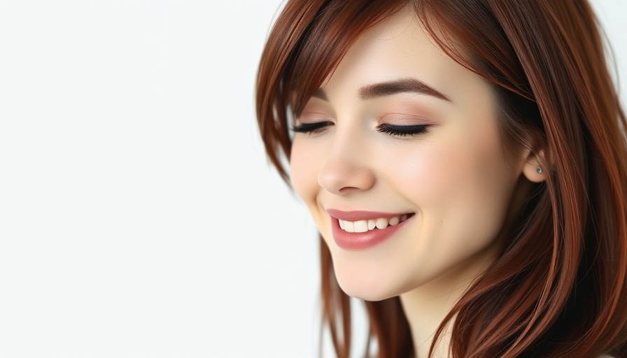 Portrait of a smiling young woman with burgundy hair