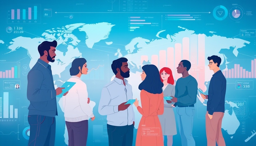 Abstract AI supply chain illustration with global and tech elements.