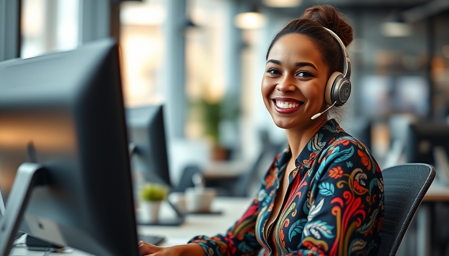 Banksgiving Revived: Happy worker in modern office setting.
