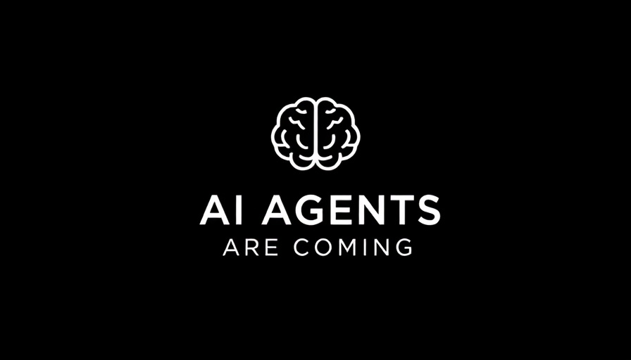 AI Agents promotional poster with text and brain icon on black background.