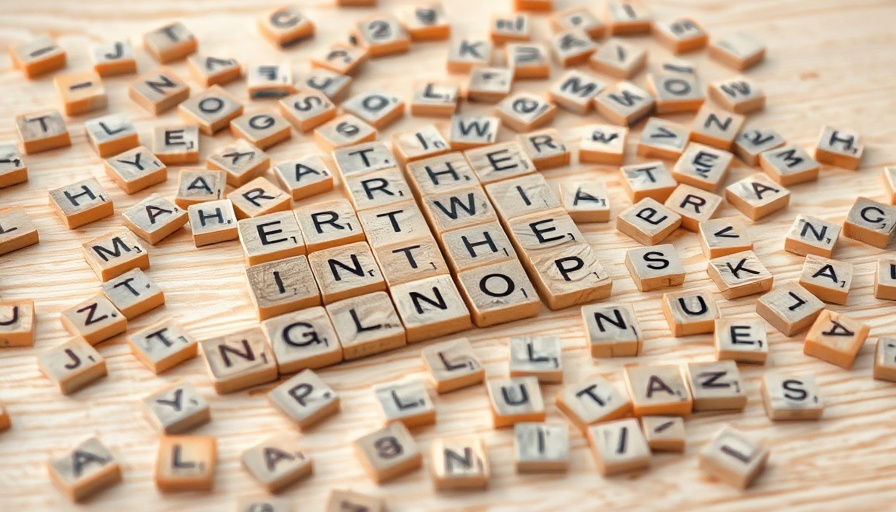 Wooden letter tiles scattered, random arrangement for AI business planning.