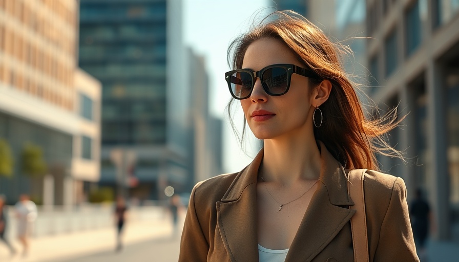 Confident woman in city scene showcasing AI video innovation