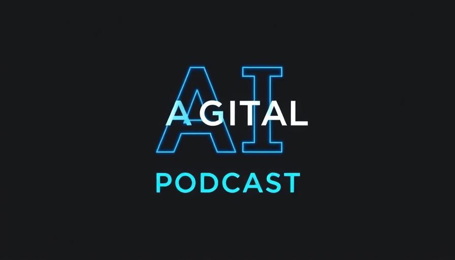 AI development podcast banner with sleek text and futuristic design.