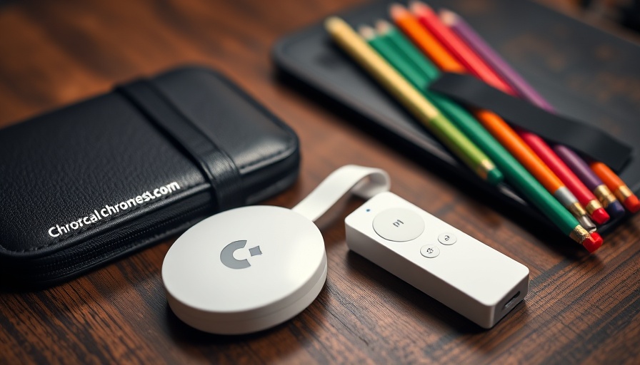 Chromecast Upgrade: Device with remote in a pencil case.