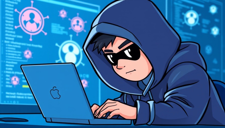AI development security threat illustration with hacker and laptop