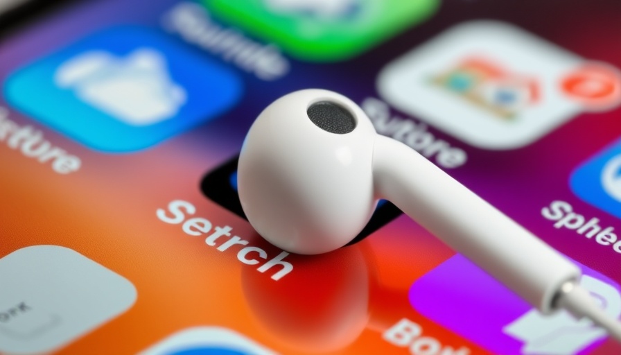 Smartphone with earphones showing app interaction menu; AI policy conflict