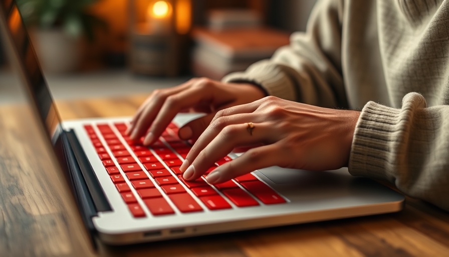 AI regulations concept with hands typing on laptop keyboard.