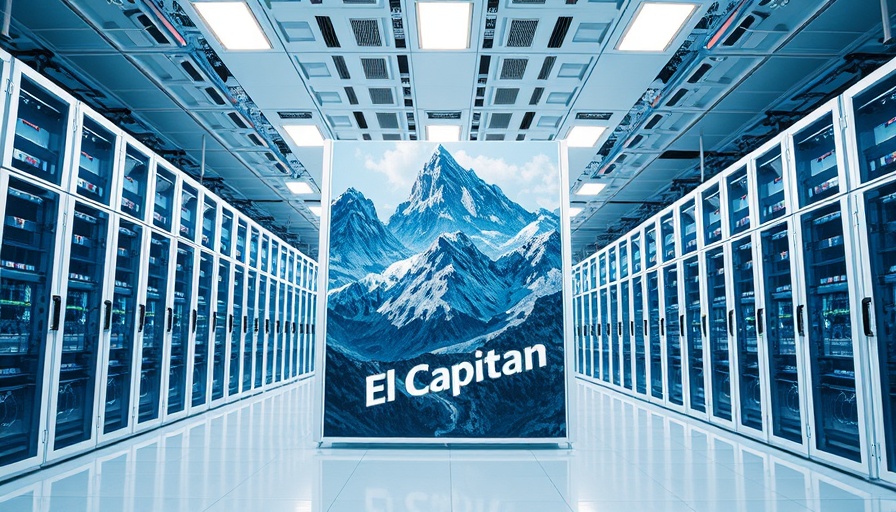 El Capitan supercomputer in data center with scenic display.