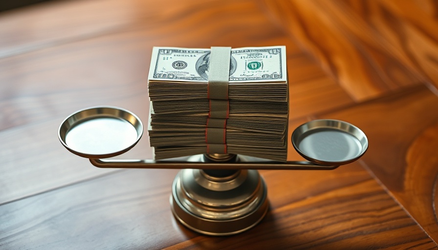 Money on a balance scale representing AI disinformation impact.