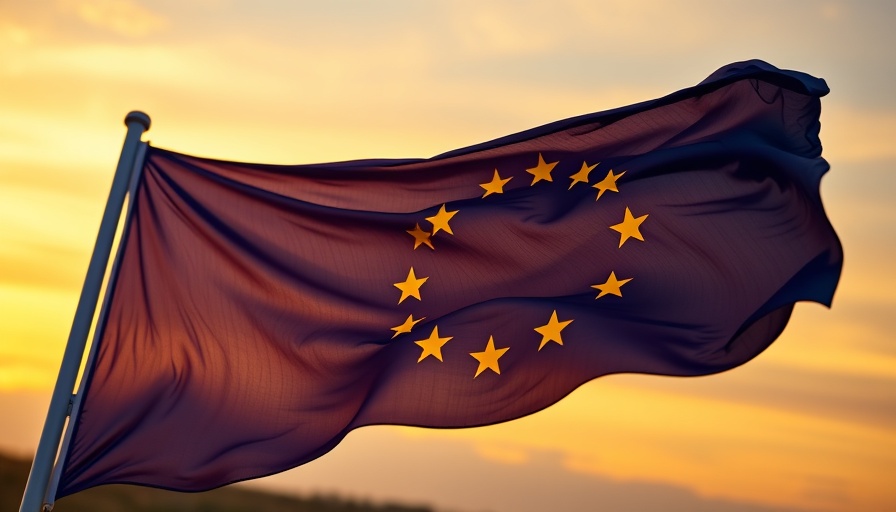 European Union flag with circuit pattern for AI investments.